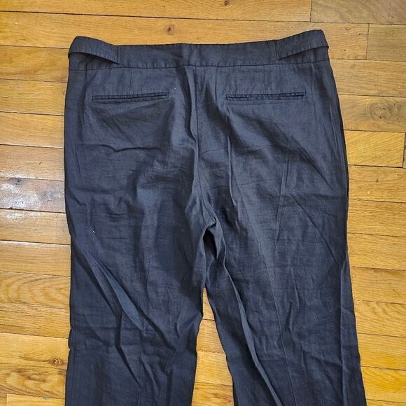 Theory Women's Black Linen Flared Preppy Beach Pants Size 10 - Picture 5 of 9